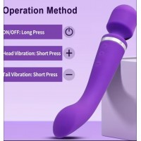 Magic Wand Massager "LODI", 20 Functions, BOTH ENDS vibrate independently, Silicone, PURPLE