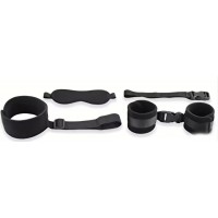 Neck to Wrist Restraint with Blindfold, BLACK
