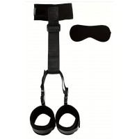 Neck to Wrist Restraint with Blindfold, BLACK