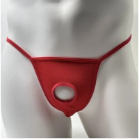 Men's G-string with opening in front, One Size, RED Men's G-string with opening in front, One Size, RED